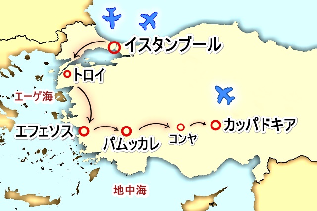 トルコツアーマップ